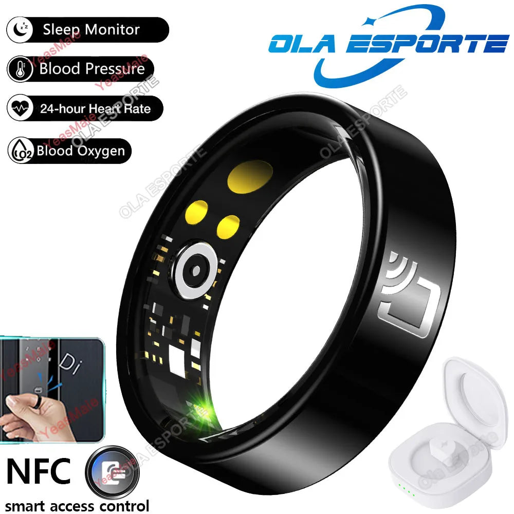 Smart Ring NFC Ring Health Fitness Tracker Ceramic Health Ring 2025 Sleep Tracking Heart Rate Blood Pressure with Charging Case