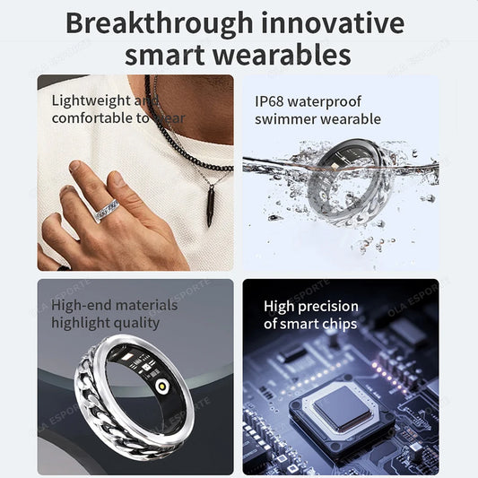 2025 New Smart Ring 360° rotation Chain Bluetooth Health Monitor Blood Oxygen Sleep Heart Rate Multi-sport Modes Men Women Rings