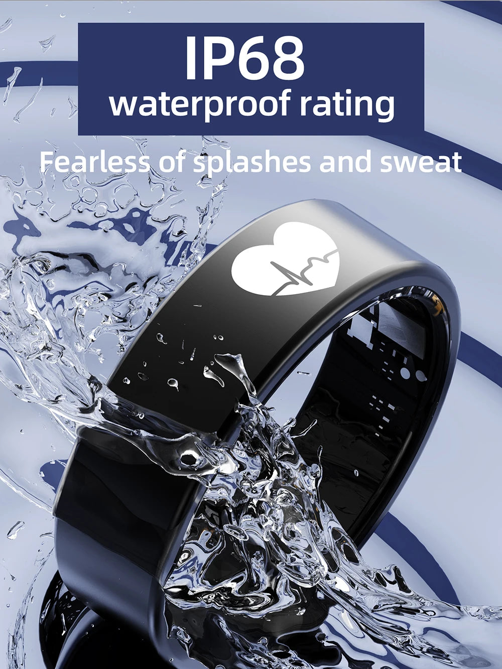 ECG Health Smart Ring Accurate Heart Rate Blood Oxygen Blood Pressure Detection Sleep Monitoring Fitness Rings IP68 Waterproof