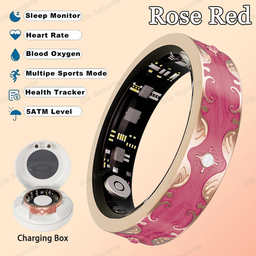 Fashion Smart Ring Exquisite Color Matching 24 Hours Health Monitoring Women's Health Management 100+ Sports Modes Fitness Rings