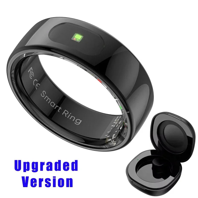 Smart Ring with Case-Skin Temperature Measure,Message Call Reminder,Sport Health Sleep Monitor,IP68 5ATM,Touch Control Rings