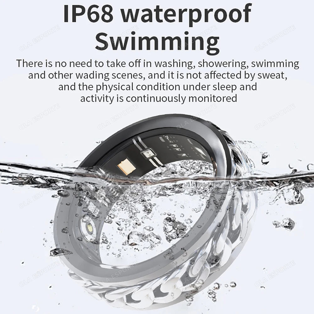 2025 New Smart Ring 360° rotation Chain Bluetooth Health Monitor Blood Oxygen Sleep Heart Rate Multi-sport Modes Men Women Rings