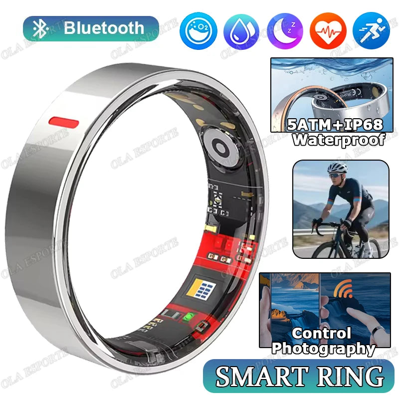 New Health Monitor Smart Ring Outdoor Waterproof Rings Real HRV Monitor Heart Rate Blood Pressure/Oxygen Sports Smartring 2025