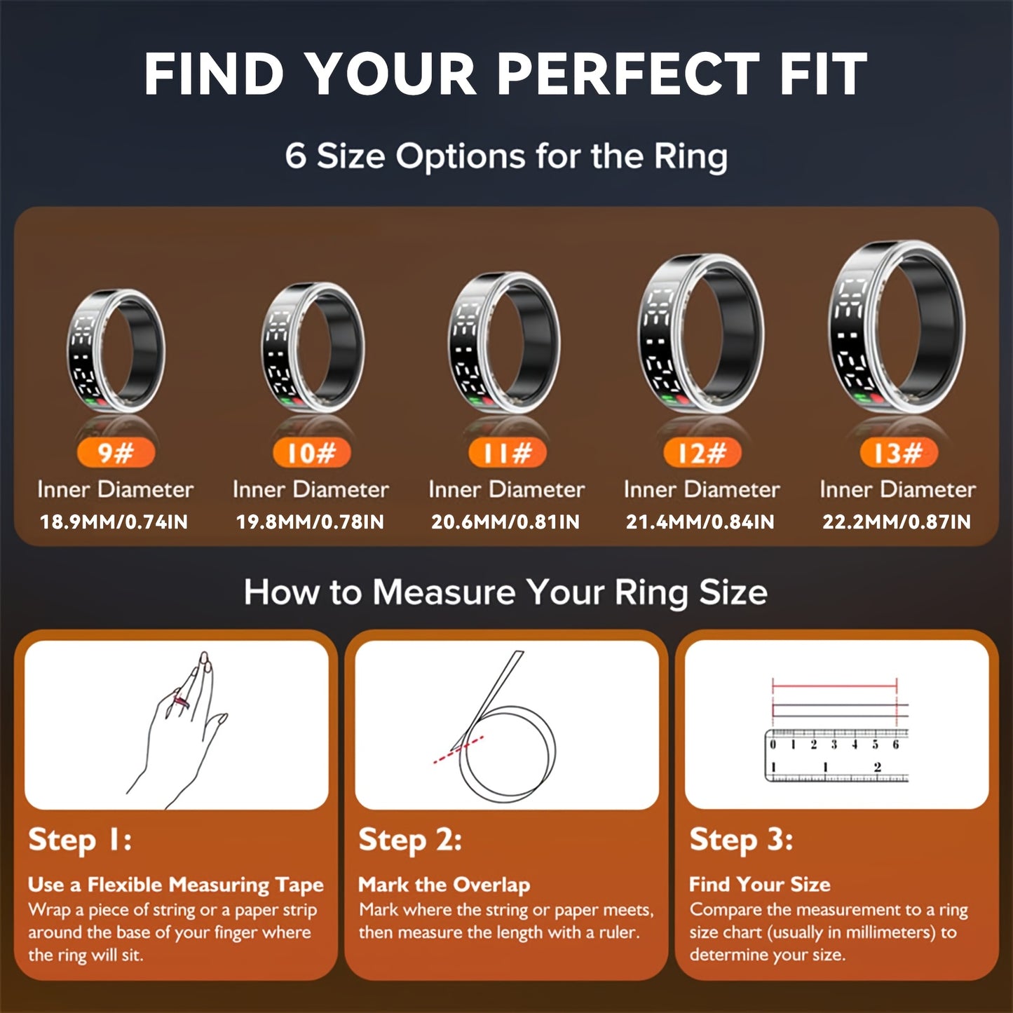 Smart Rings For Men And Women, Step Count, Distance, Exercise Fitness Tracking, Sleep Analysis, IP68 Design, Charging Case, Long Battery Life, Technological Fashion, Ideal Valentine'S Day, New Year & Birthday Gifts