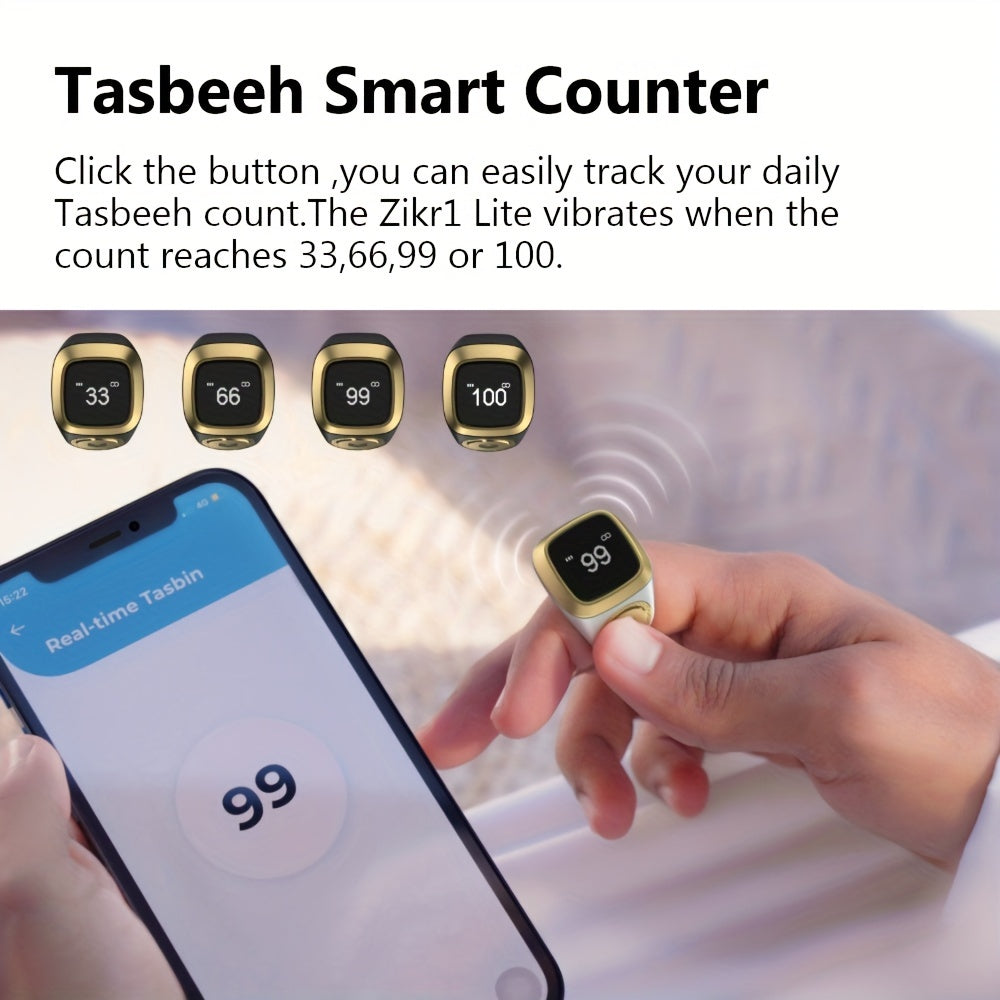 Stylish Black Smart Ring Counter, Smart Tasbih Zikr Ring, Muslim Islamic Prayer Smart Rings, Tasbih Counter Smart Ring, Digital Electronic Smart Tally Counter, Tasbeeh Smart Counter For Prayer 20mm Zikr Ring Lite