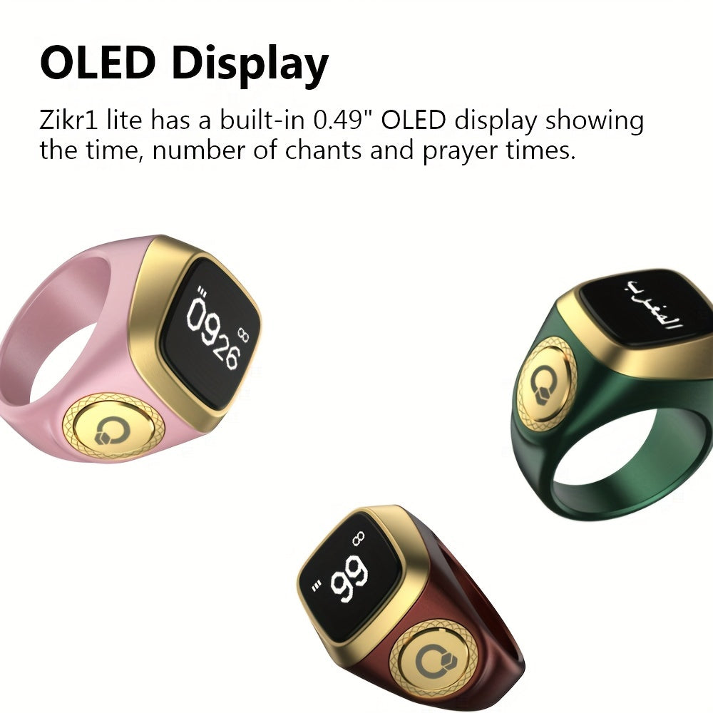 Stylish Black Smart Ring Counter, Smart Tasbih Zikr Ring, Muslim Islamic Prayer Smart Rings, Tasbih Counter Smart Ring, Digital Electronic Smart Tally Counter, Tasbeeh Smart Counter For Prayer 20mm Zikr Ring Lite