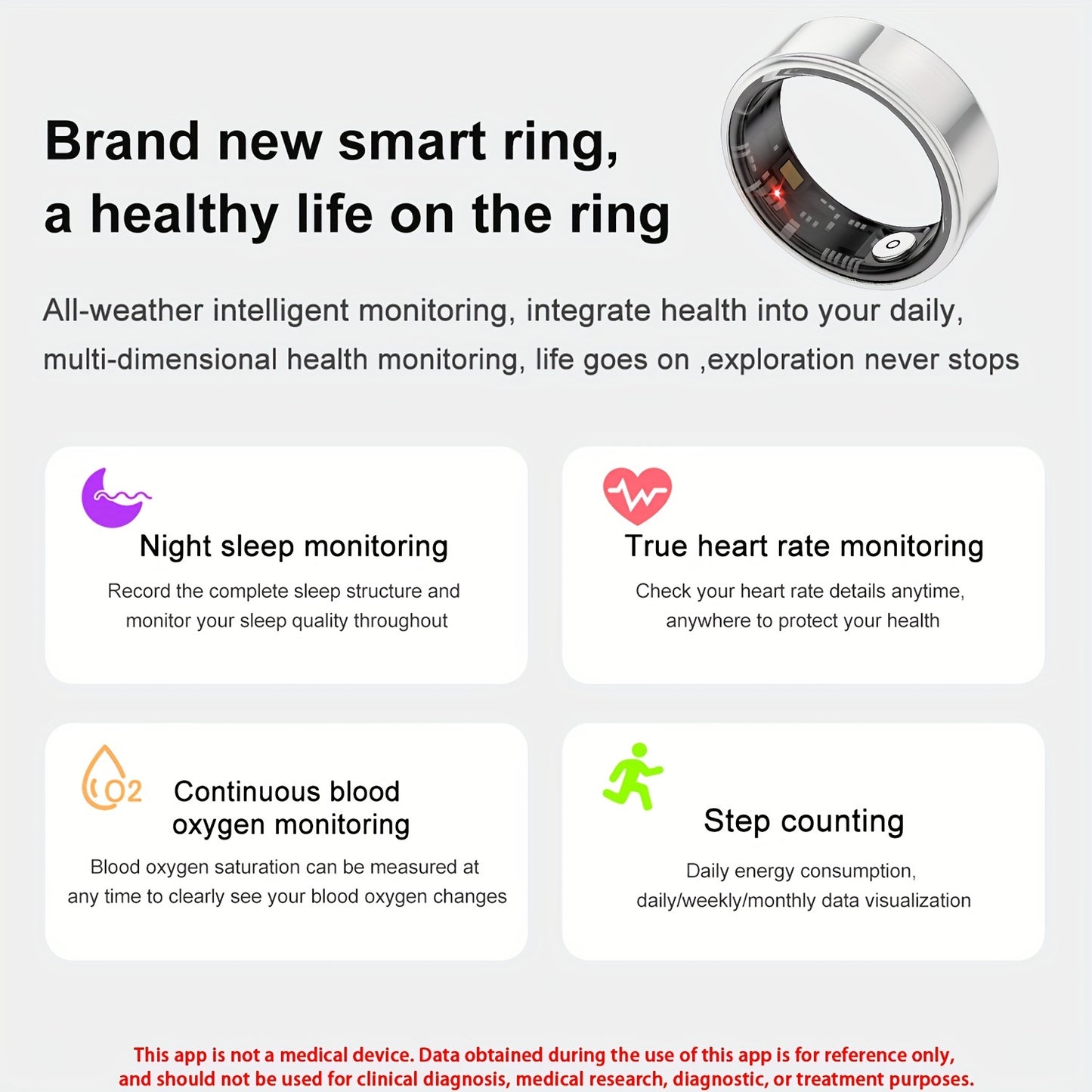 Smart Rings for Men Women, Activity Ring and Fitness Tracker with Steps, Calories, Sleep Tracking, Exercise Monitoring, Health Monitoring Ring for iPhone Android, Intelligent Ring - Fathers Day Gifts, Birthday Gifts