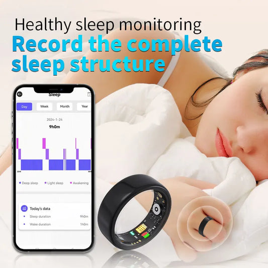 2025 New Smart Ring Sleep Blood Pressure Monitor Multiple Exercise Modes IP68 Waterproof Wirless Men Women Rings For Android iOS