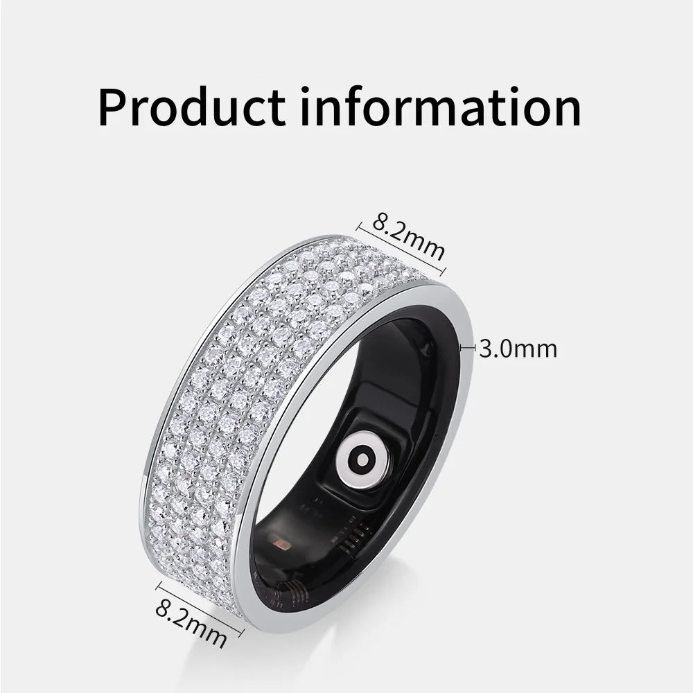 New Design Monitoring Healthy Body Blood Pressure Sleep S925 Sterling Silver Moissanite Rings Wearable Gps Tracker Smart Rings
