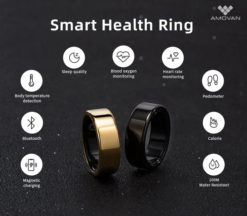Hot Selling Health Care Blood Oxygen Measurement Sleep Tracking Sports Monitoring Fashionable Smart Rings for Men drop shipping