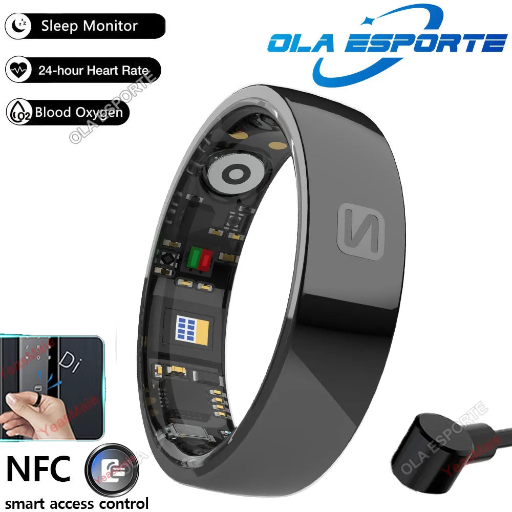 Smart Ring NFC Ring Health Fitness Tracker Ceramic Health Ring 2025 Sleep Tracking Heart Rate Blood Pressure with Charging Case