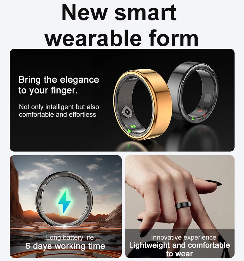 R02 Smart Ring 2025 Mens Rings for Woman Smartring Heart Rate Monitor Multi-sport Mode Bluetooth Fitness and Sleep Tracker