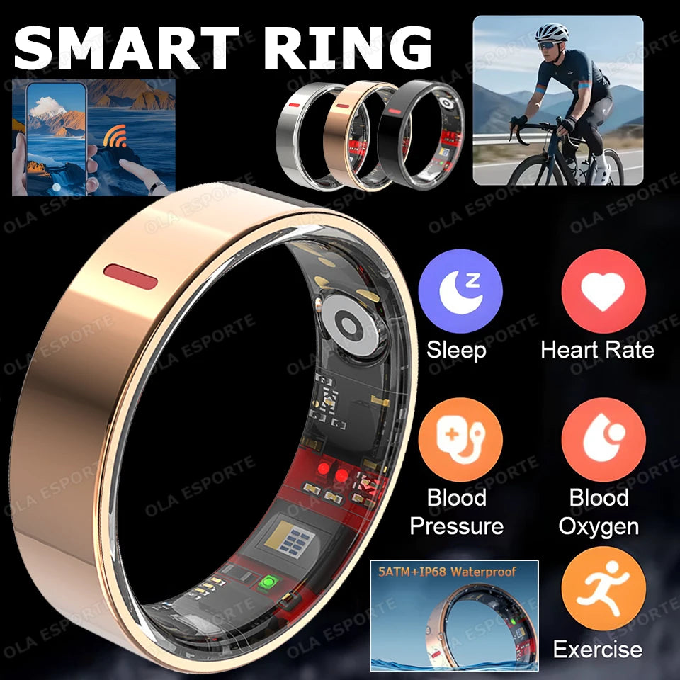 New Health Monitor Smart Ring Outdoor Waterproof Rings Real HRV Monitor Heart Rate Blood Pressure/Oxygen Sports Smartring 2025