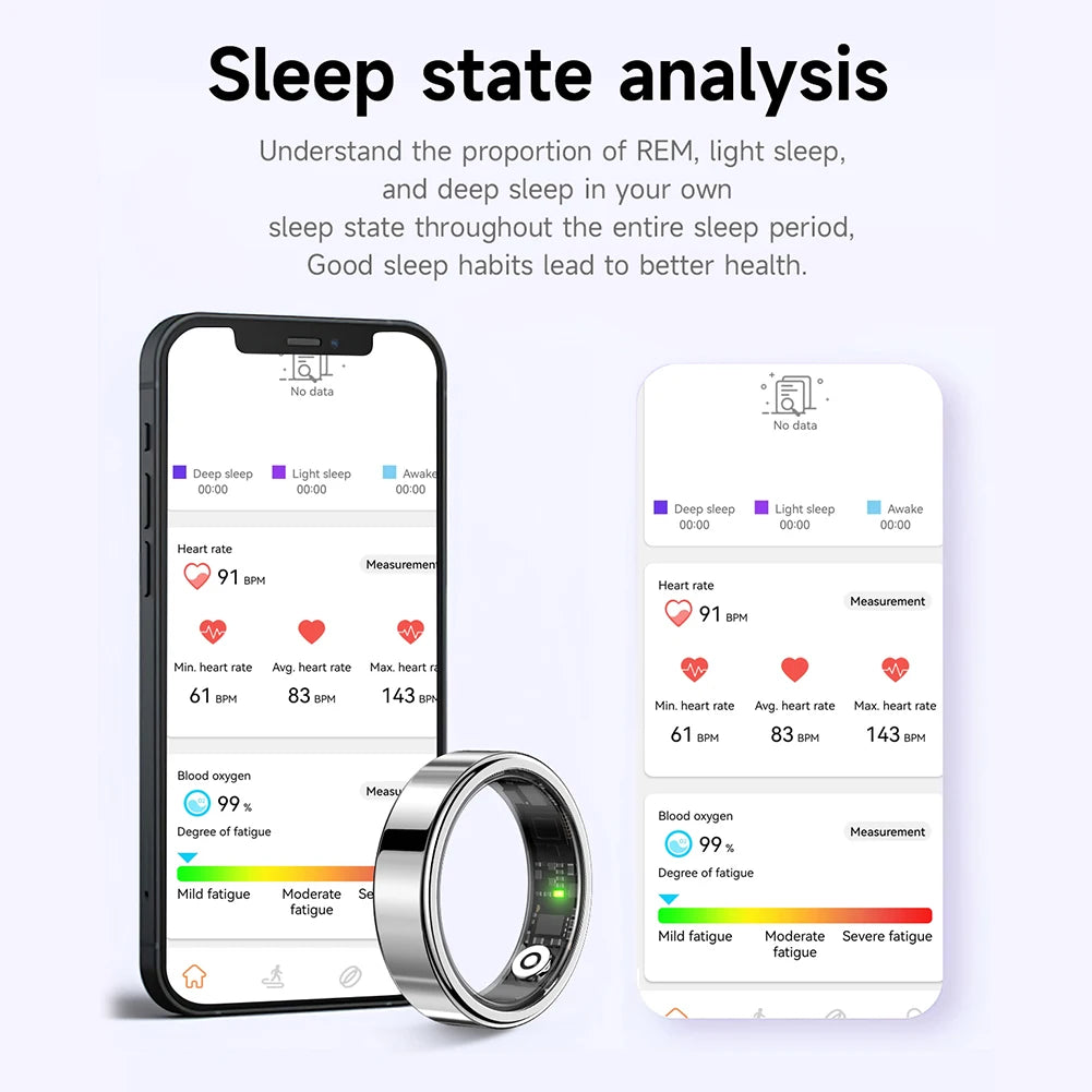 SR09 Smart Ring Health Tracker Sleep Monitoring Multi-function Blood Oxygen Measurement Blood Pressure Ring for Android & iOS
