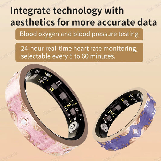 Fashion Smart Ring Exquisite Color Matching 24 Hours Health Monitoring Women's Health Management 100+ Sports Modes Fitness Rings