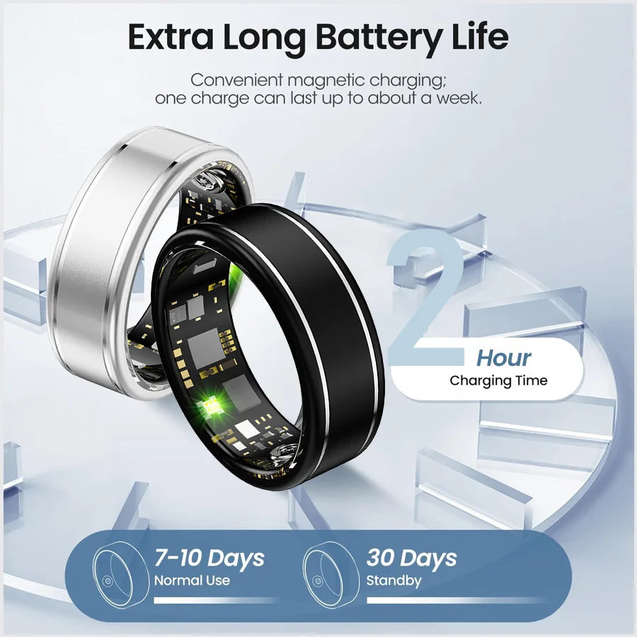 Smart Health Rings for Women Men, Fitness Tracker with Heart Rate, Blood Oxygen, Sleep Tracker, Step Tracker, IP68 Waterproof