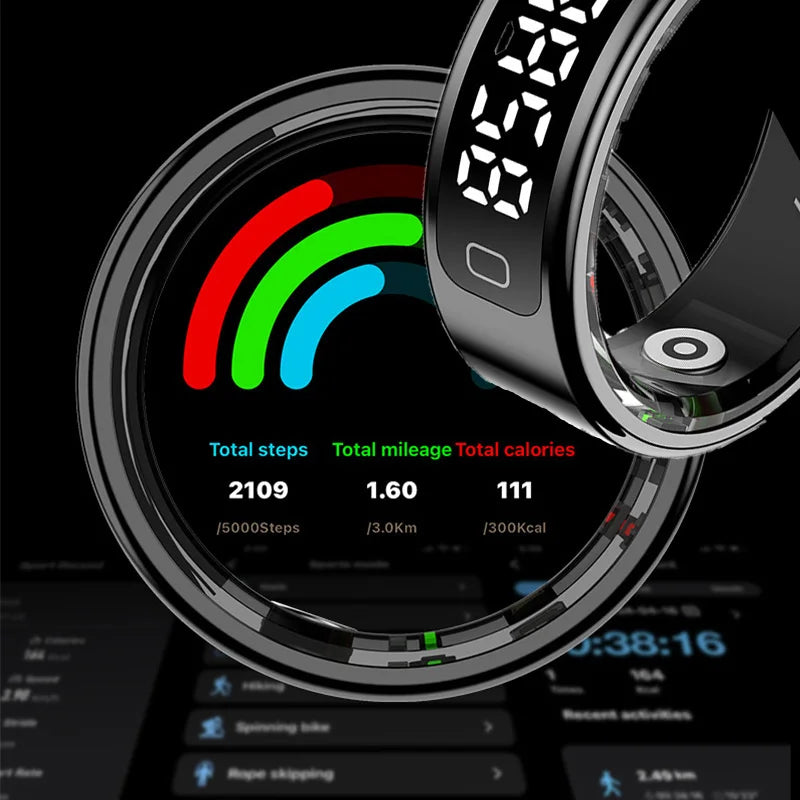 R11C Smart Ring 2025 Men Women LED Display Screen Health Ring Heart Rate Sleep Monitor Waterproof Smart Ring