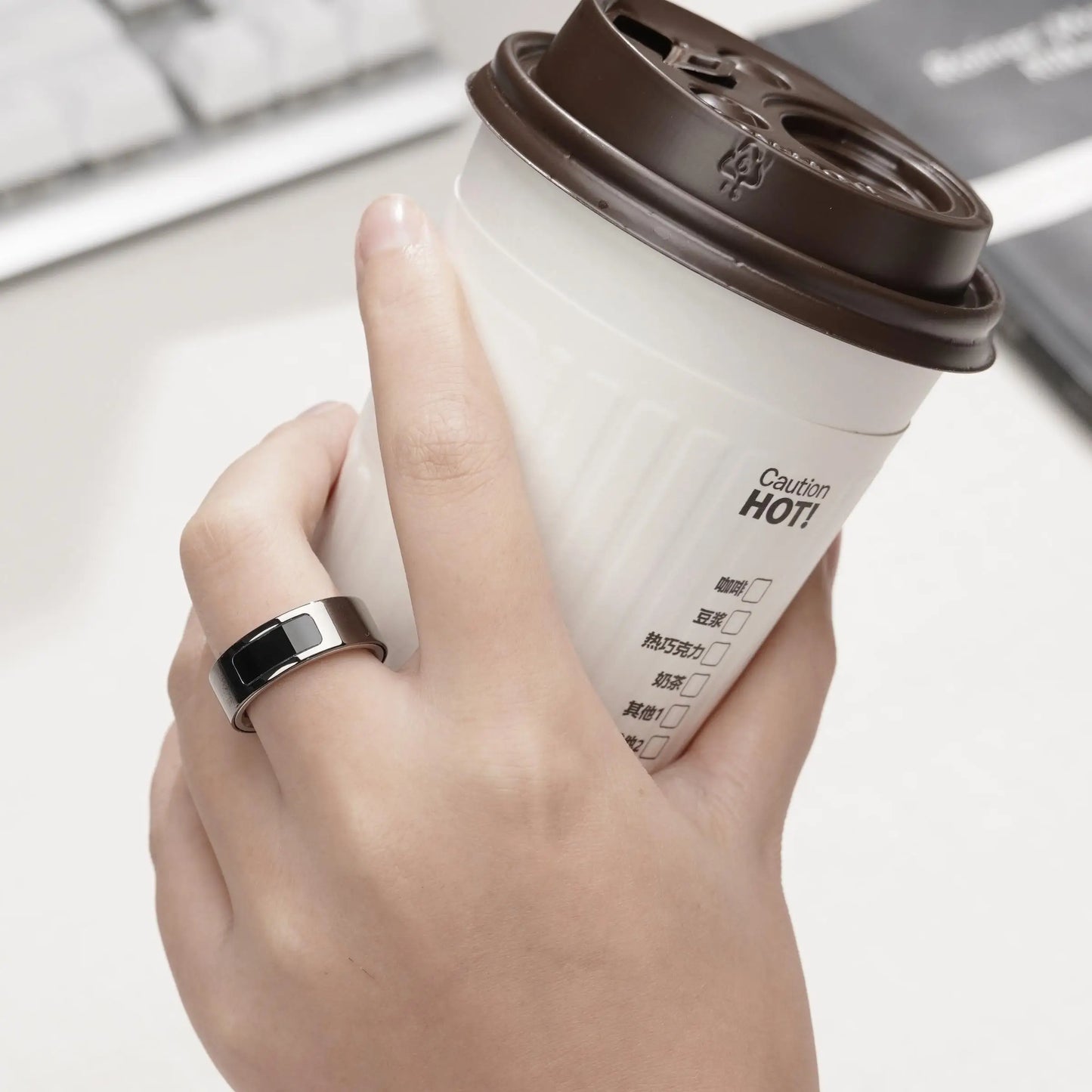 Vibrating Smart Ring for Men Vibration Notifications Health Monitoring,Calls Messages, Slient Alarm Clock Rings for Android iOS