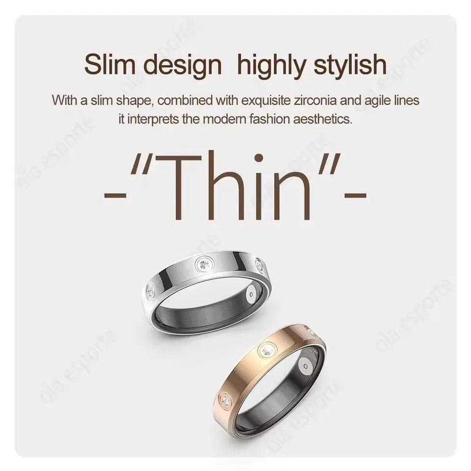 Diamond Fashion Women Smart Ring IP68 Waterproof Stainless Steel Intelligent Ring Health Monitor Sports Pedometer Fitness Rings