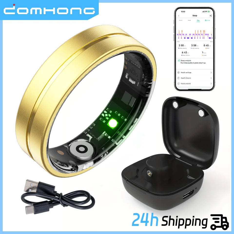 Smart Fitness Ring for Men And Women Health Sleep Monitor Heart Rate Blood Oxygen Tracker with Multiple Modes And Charging Case