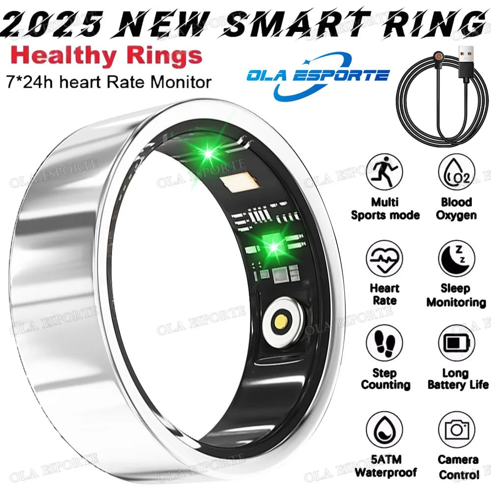 New Smart Ring Men Women Health Monitoring Heart Rate Blood Oxygen Sleep 5ATM Waterproof Multi Sports Fitness Tracker Rings 2025