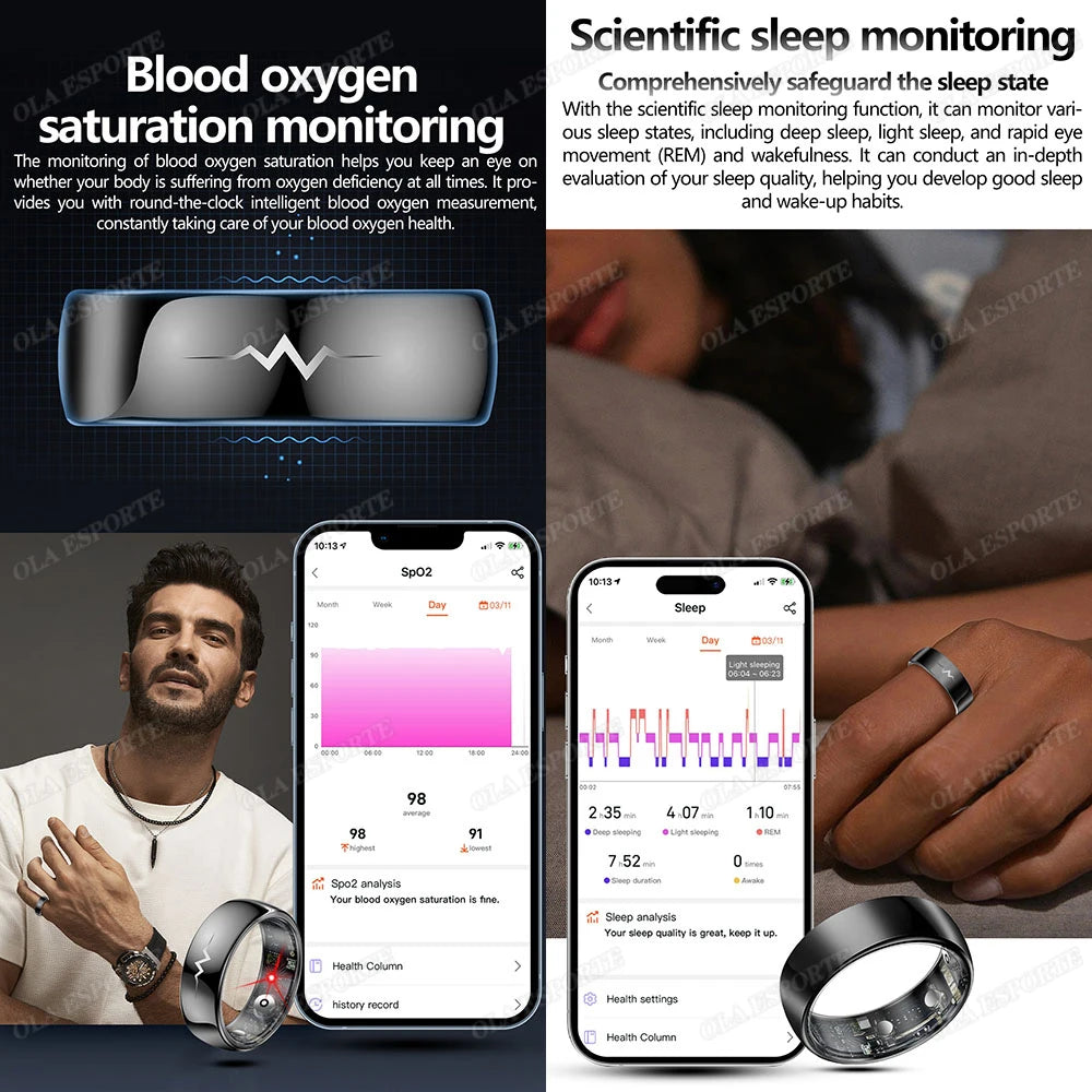Lovers Intelligent Rings ECG Smart Ring Men Women Health Tracker ECG Monitor Heart Rate Body Temperature Waterproof Smartring