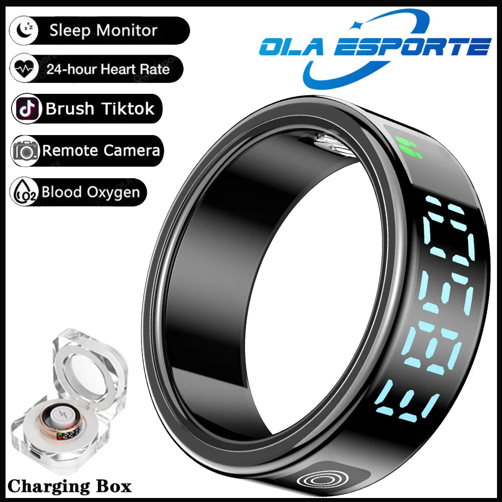 2025 Smart Ring with Display Screen and Touch, Wireless Charging, Health Manager, 5 ATM Waterproof For Men Women Rings R12 R11