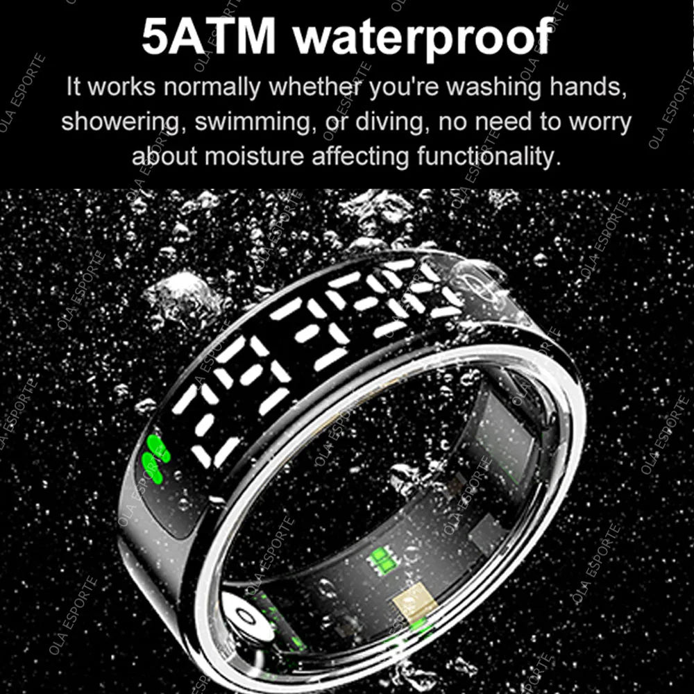 For Android IOS Phones Men Women Smart Ring With Charging Case Information Reminder Fitness Rings Pedometer Sleep Health Monitor