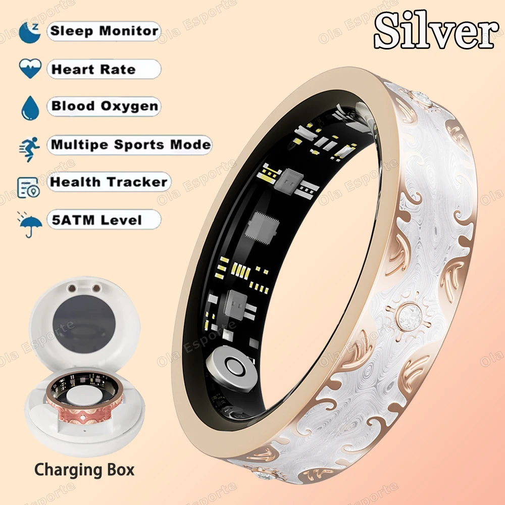 Fashion Smart Ring Exquisite Color Matching 24 Hours Health Monitoring Women's Health Management 100+ Sports Modes Fitness Rings