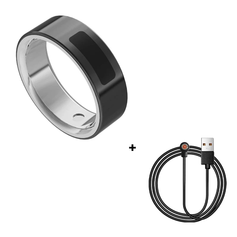 Vibrating Smart Ring for Men Vibration Notifications Health Monitoring,Calls Messages, Slient Alarm Clock Rings for Android iOS