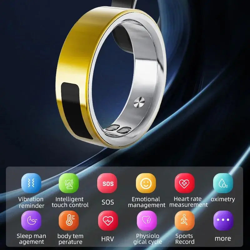 Vibrating Smart Ring for Men Vibration Notifications Health Monitoring,Calls Messages, Slient Alarm Clock Rings for Android iOS