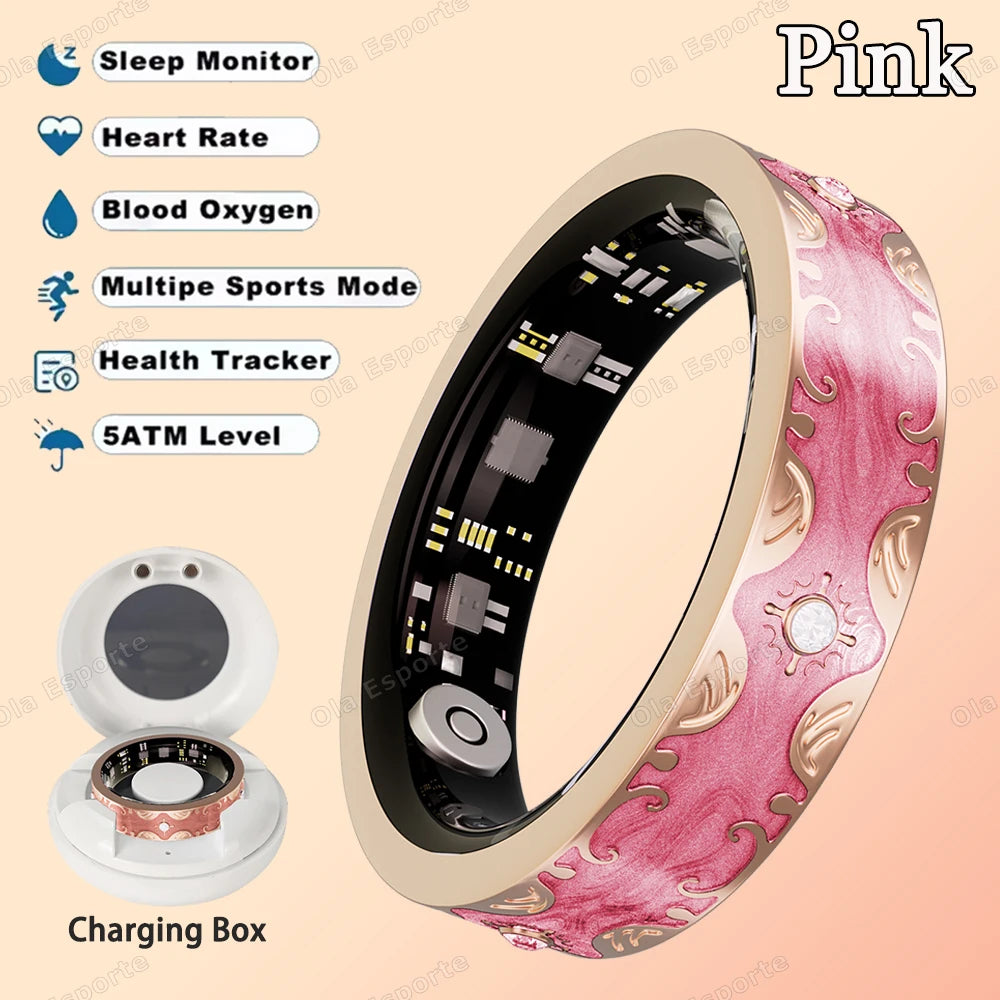 Fashion Smart Ring Exquisite Color Matching 24 Hours Health Monitoring Women's Health Management 100+ Sports Modes Fitness Rings