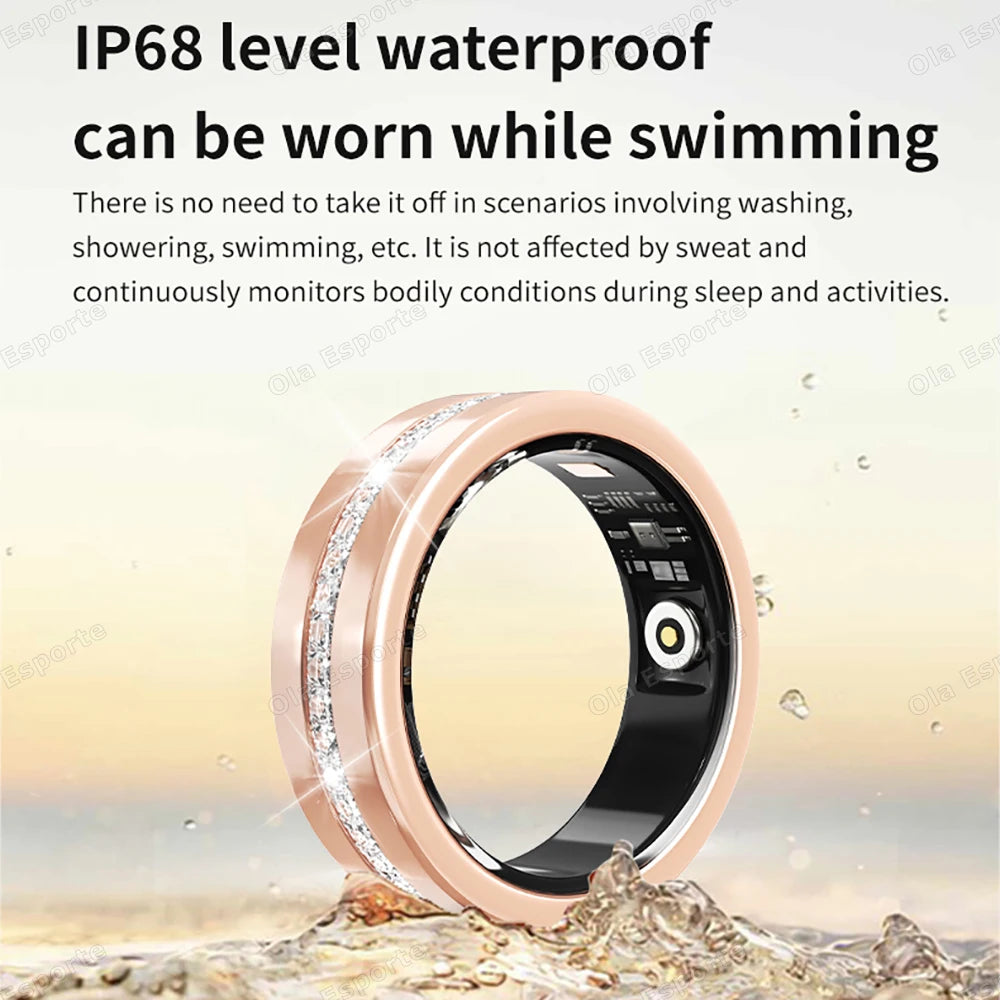 New For Android IOS Smart Ring IP68 Waterproof Heart Rate Health Monitoring Sports Pedometer Fitness Rings Diamond Fashion Women
