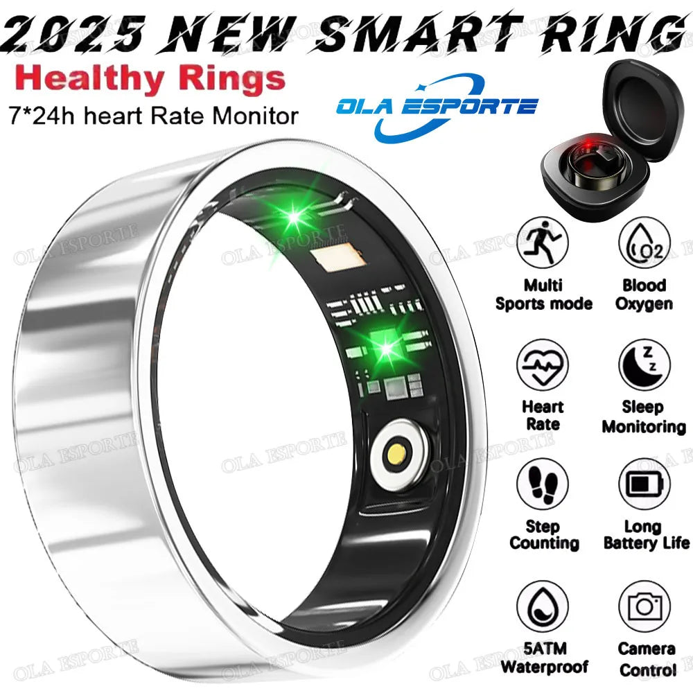New Smart Ring Men Women Health Monitoring Heart Rate Blood Oxygen Sleep 5ATM Waterproof Multi Sports Fitness Tracker Rings 2025