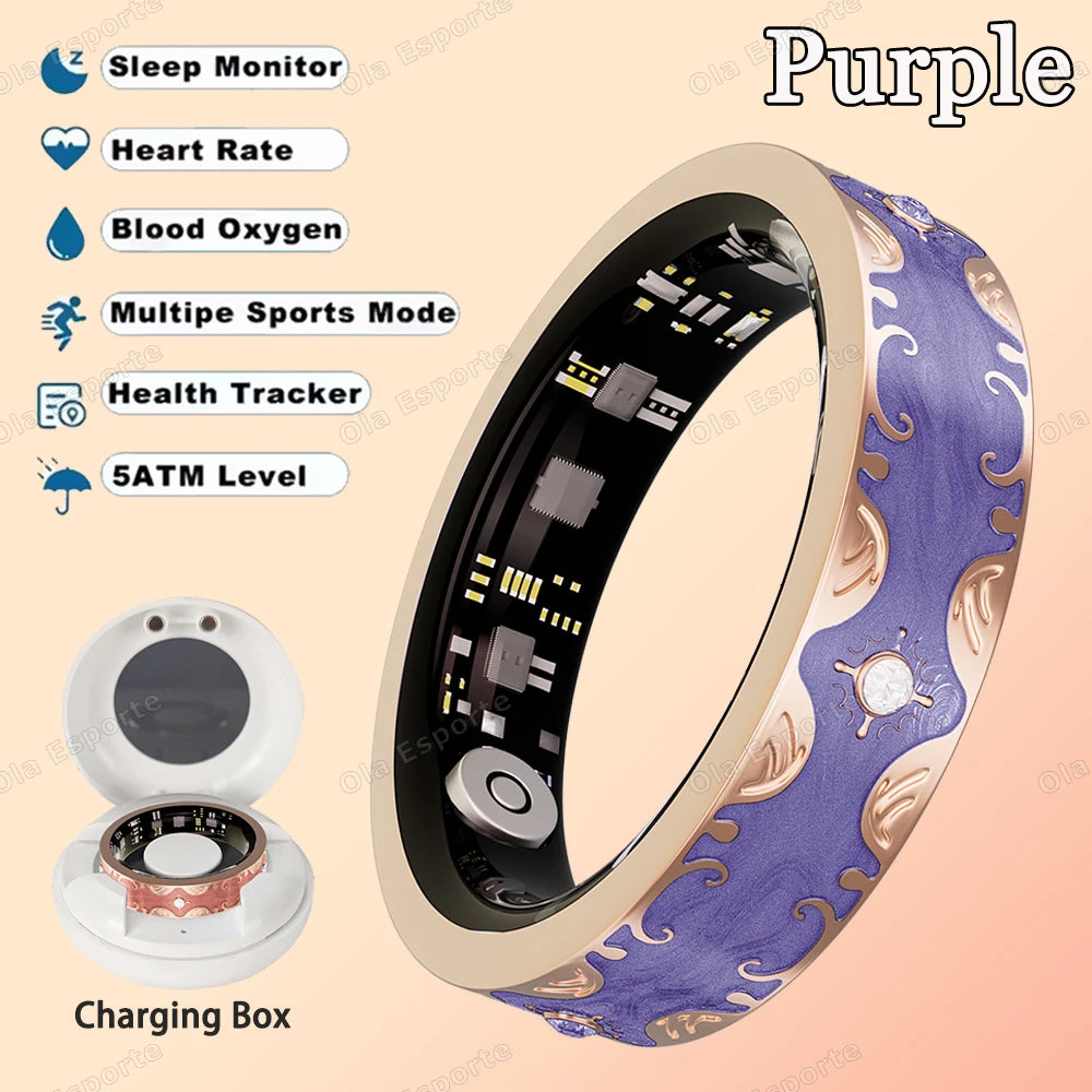 Fashion Smart Ring Exquisite Color Matching 24 Hours Health Monitoring Women's Health Management 100+ Sports Modes Fitness Rings