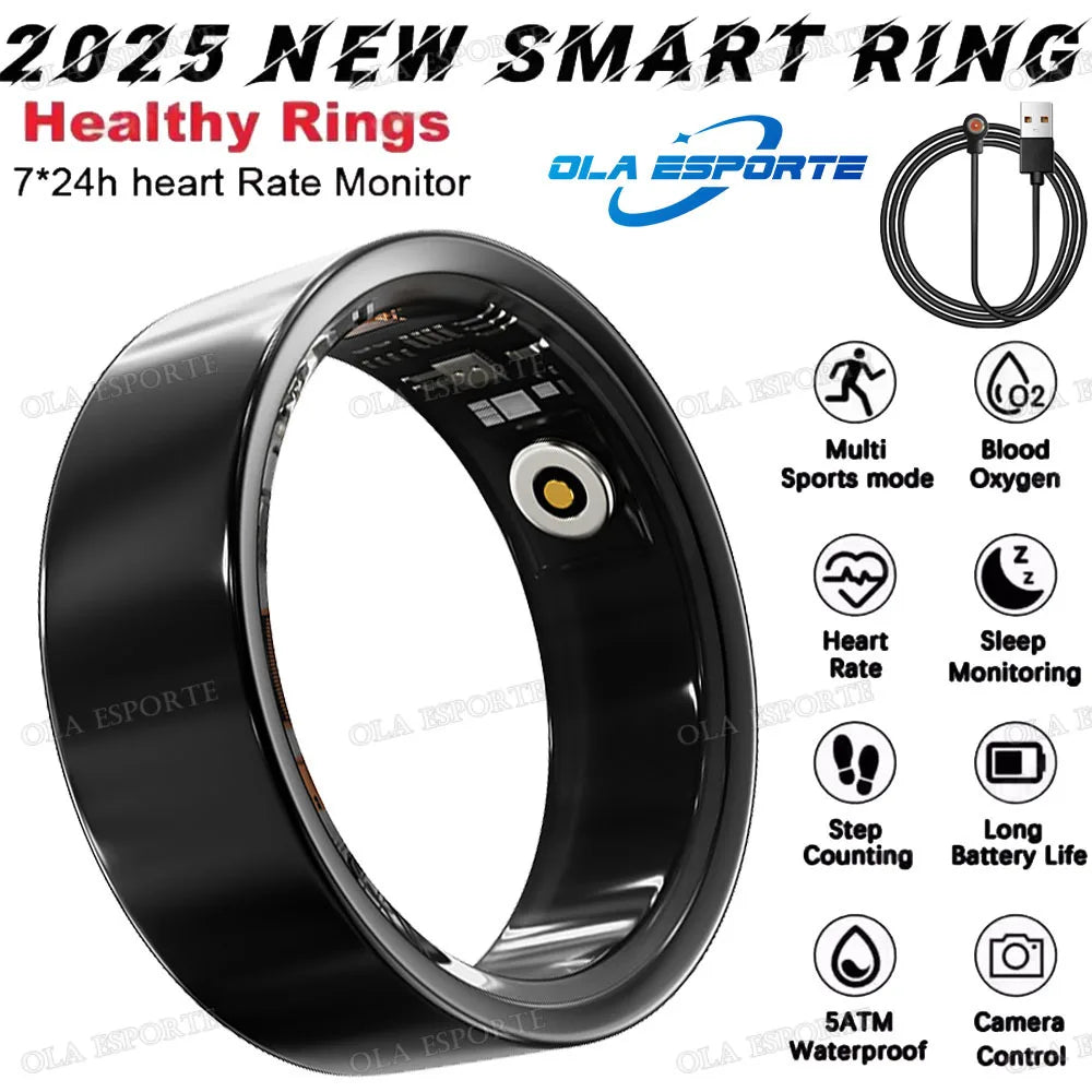 New Smart Ring Men Women Health Monitoring Heart Rate Blood Oxygen Sleep 5ATM Waterproof Multi Sports Fitness Tracker Rings 2025