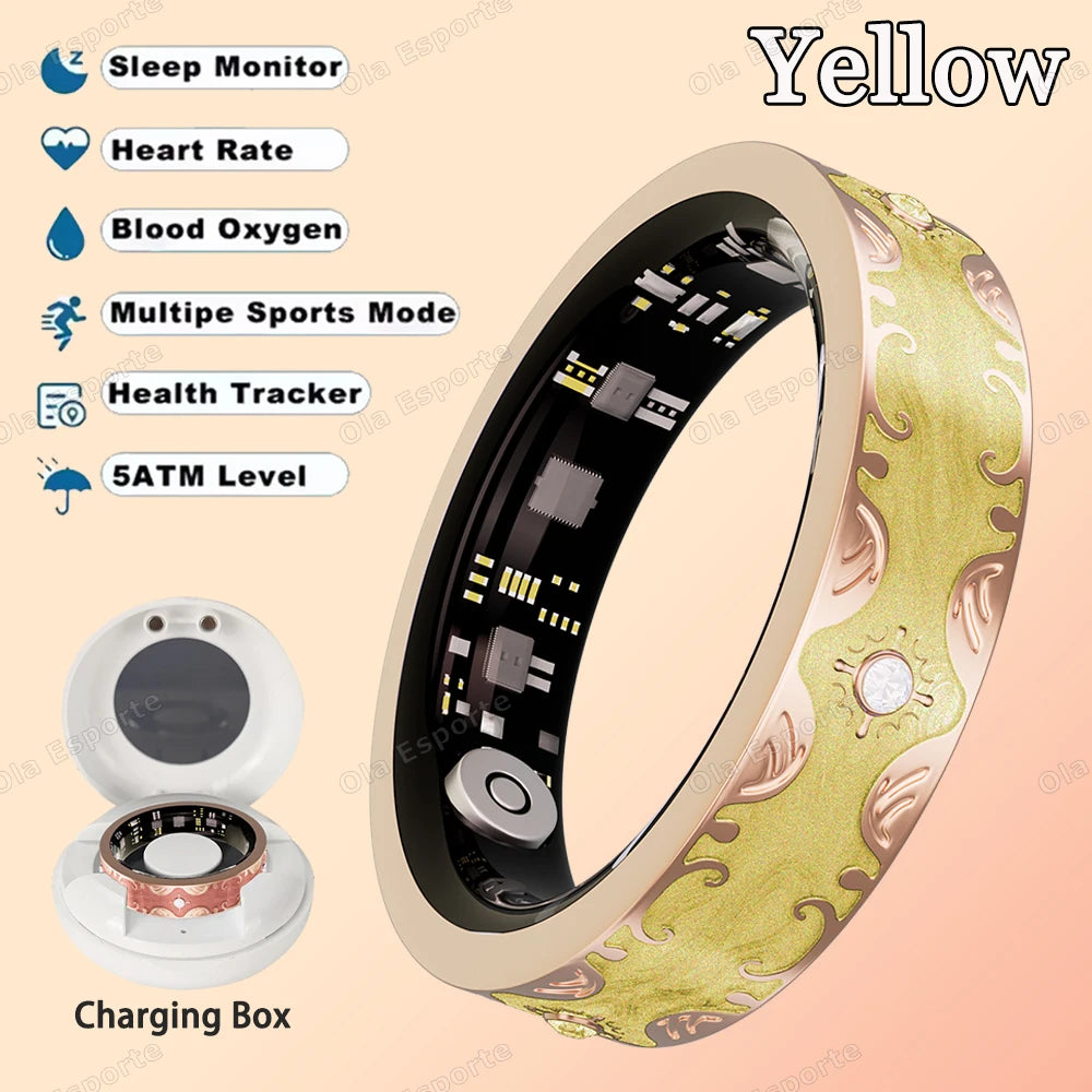 Fashion Smart Ring Exquisite Color Matching 24 Hours Health Monitoring Women's Health Management 100+ Sports Modes Fitness Rings