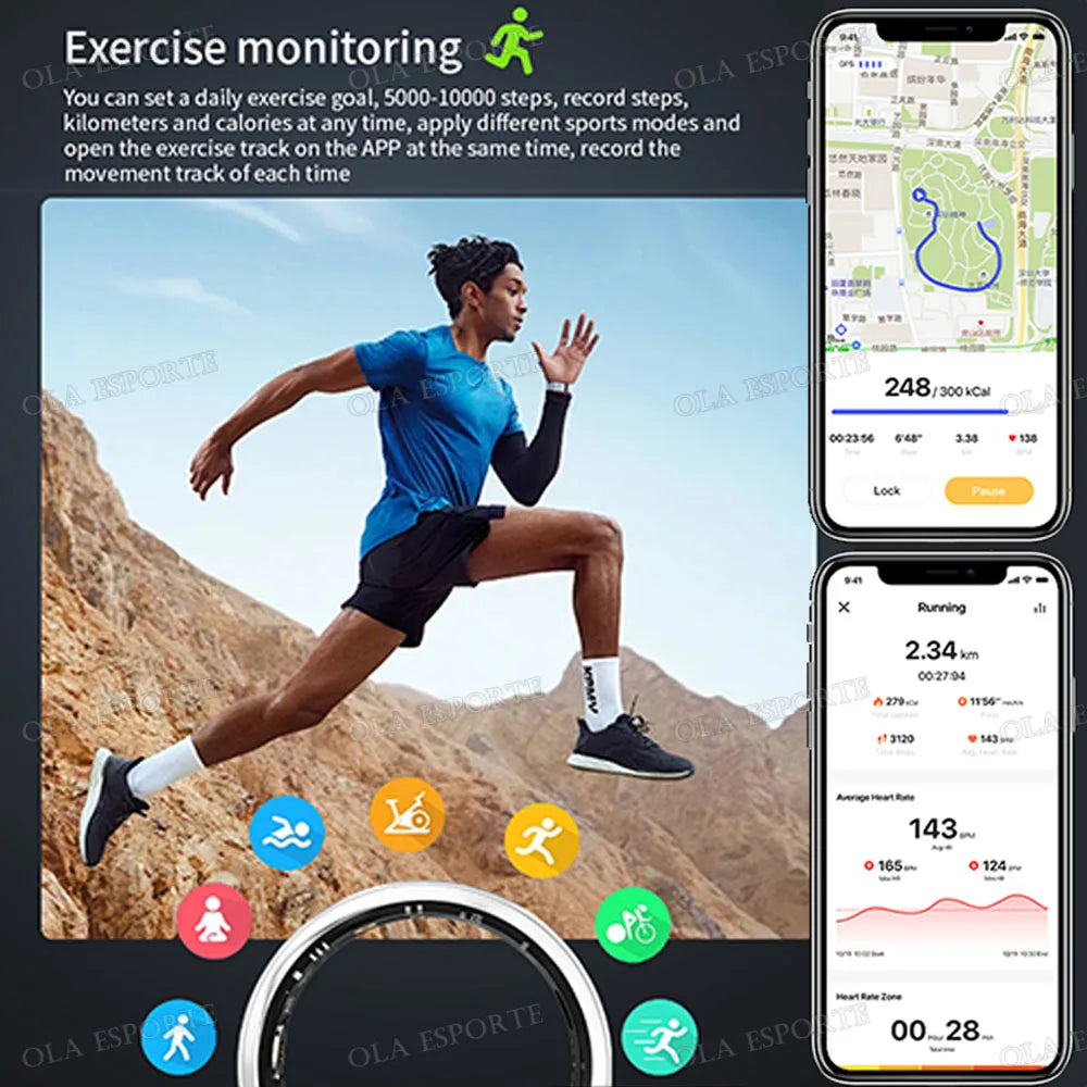 New Smart Ring Men Women Health Monitoring Heart Rate Blood Oxygen Sleep 5ATM Waterproof Multi Sports Fitness Tracker Rings 2025