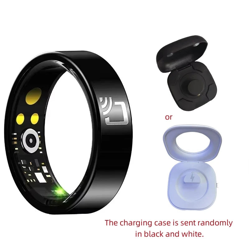 R20 Ceramic Sheel Smart Ring Health Tracker Ring Sleep Heart Rate Tracking Waterproof Fitness Tracker with Charging Case
