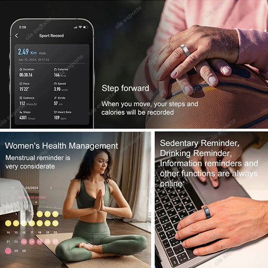 2025 New in Smart Ring For Men Women Ring Bluetooth Health Monitor Smartring IP68&5ATM Waterproof Multi-sport Modes Smartring