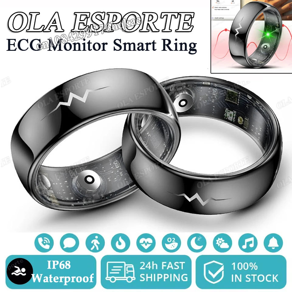 Lovers Intelligent Rings ECG Smart Ring Men Women Health Tracker ECG Monitor Heart Rate Body Temperature Waterproof Smartring