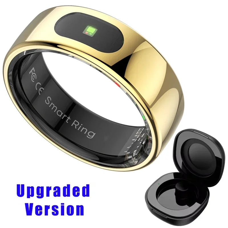 Smart Ring with Case-Skin Temperature Measure,Message Call Reminder,Sport Health Sleep Monitor,IP68 5ATM,Touch Control Rings