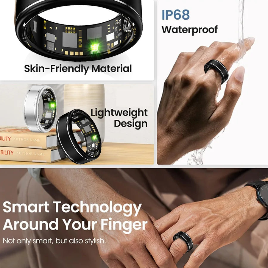Smart Health Rings for Women Men, Fitness Tracker with Heart Rate, Blood Oxygen, Sleep Tracker, Step Tracker, IP68 Waterproof