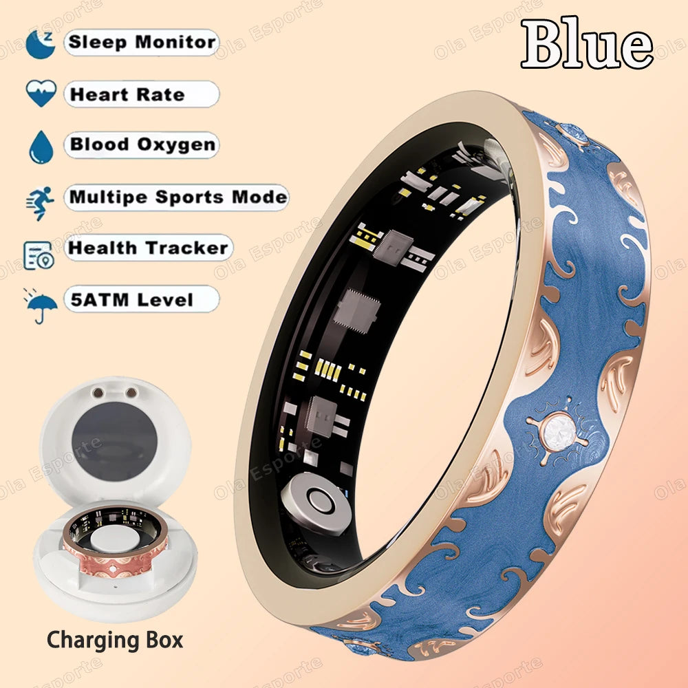 Fashion Smart Ring Exquisite Color Matching 24 Hours Health Monitoring Women's Health Management 100+ Sports Modes Fitness Rings