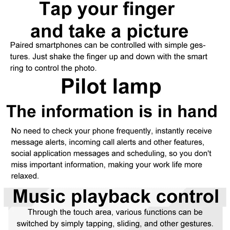 Smart Ring with Case-Skin Temperature Measure,Message Call Reminder,Sport Health Sleep Monitor,IP68 5ATM,Touch Control Rings