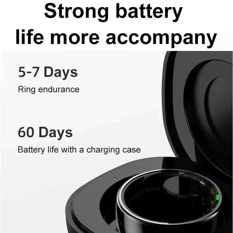 Smart Ring with Case-Skin Temperature Measure,Message Call Reminder,Sport Health Sleep Monitor,IP68 5ATM,Touch Control Rings