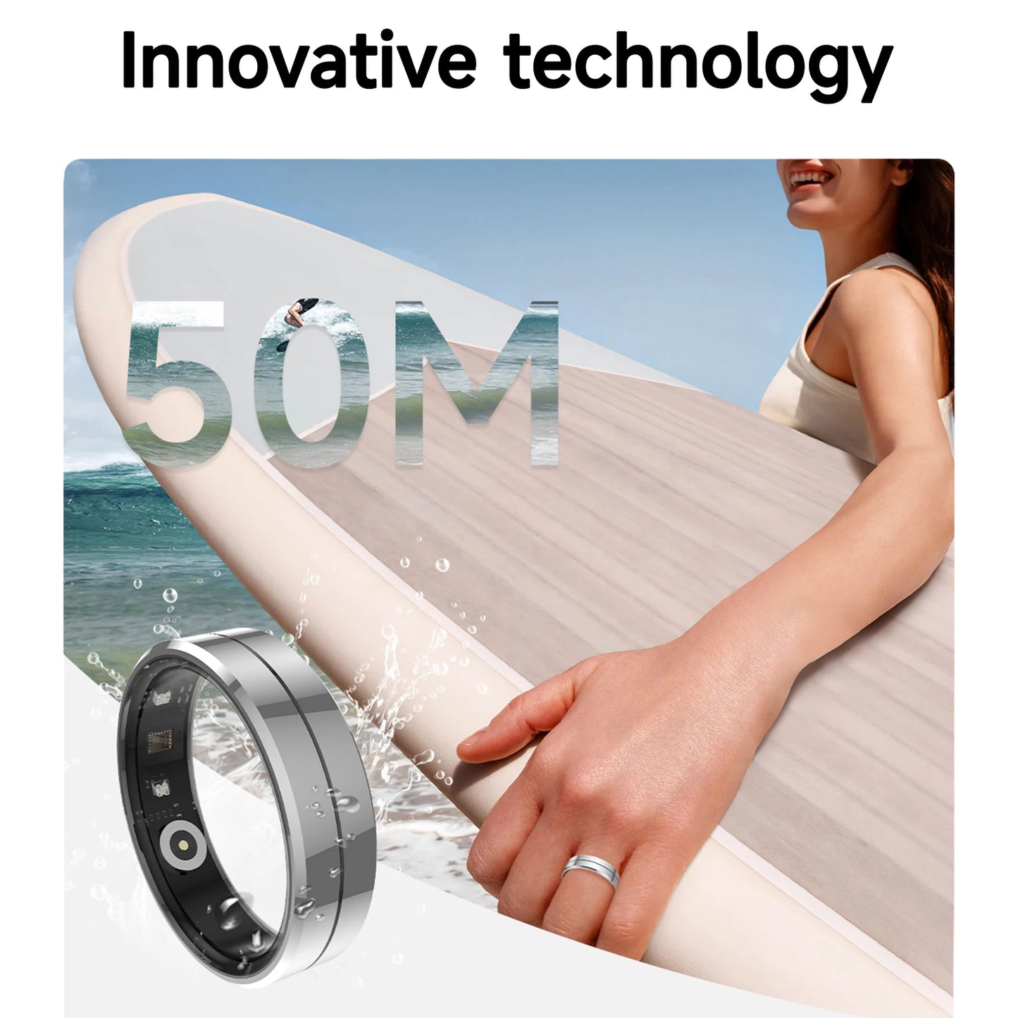 2025 Health Smart Ring for IOS/Android Xiaomi with 5ATM&IP68 Waterproof Heart Rate Monitor Sport Fitness Tracker Men Women Gift