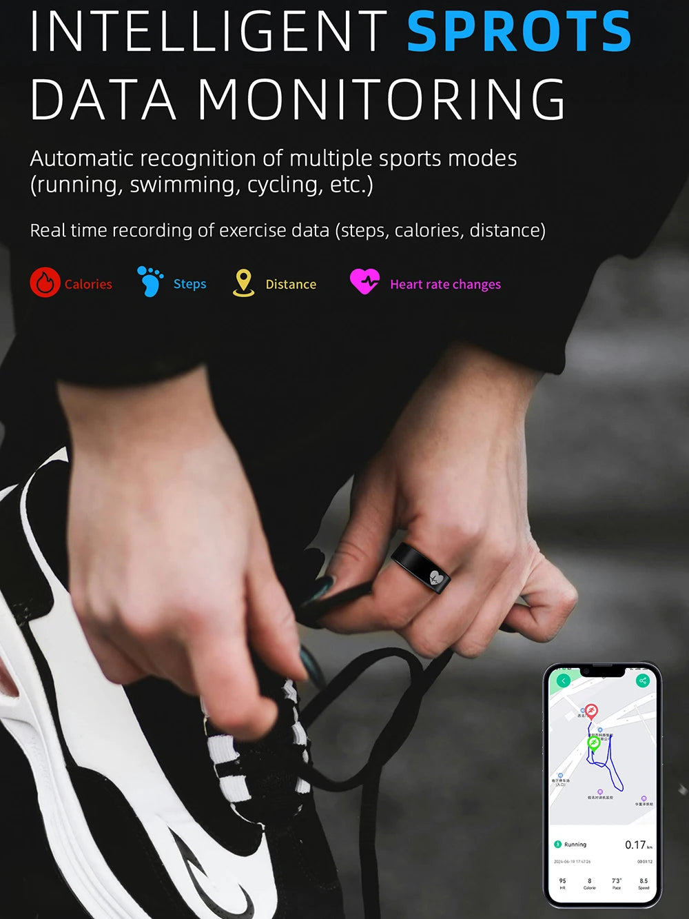 ECG Health Smart Ring Accurate Heart Rate Blood Oxygen Blood Pressure Detection Sleep Monitoring Fitness Rings IP68 Waterproof