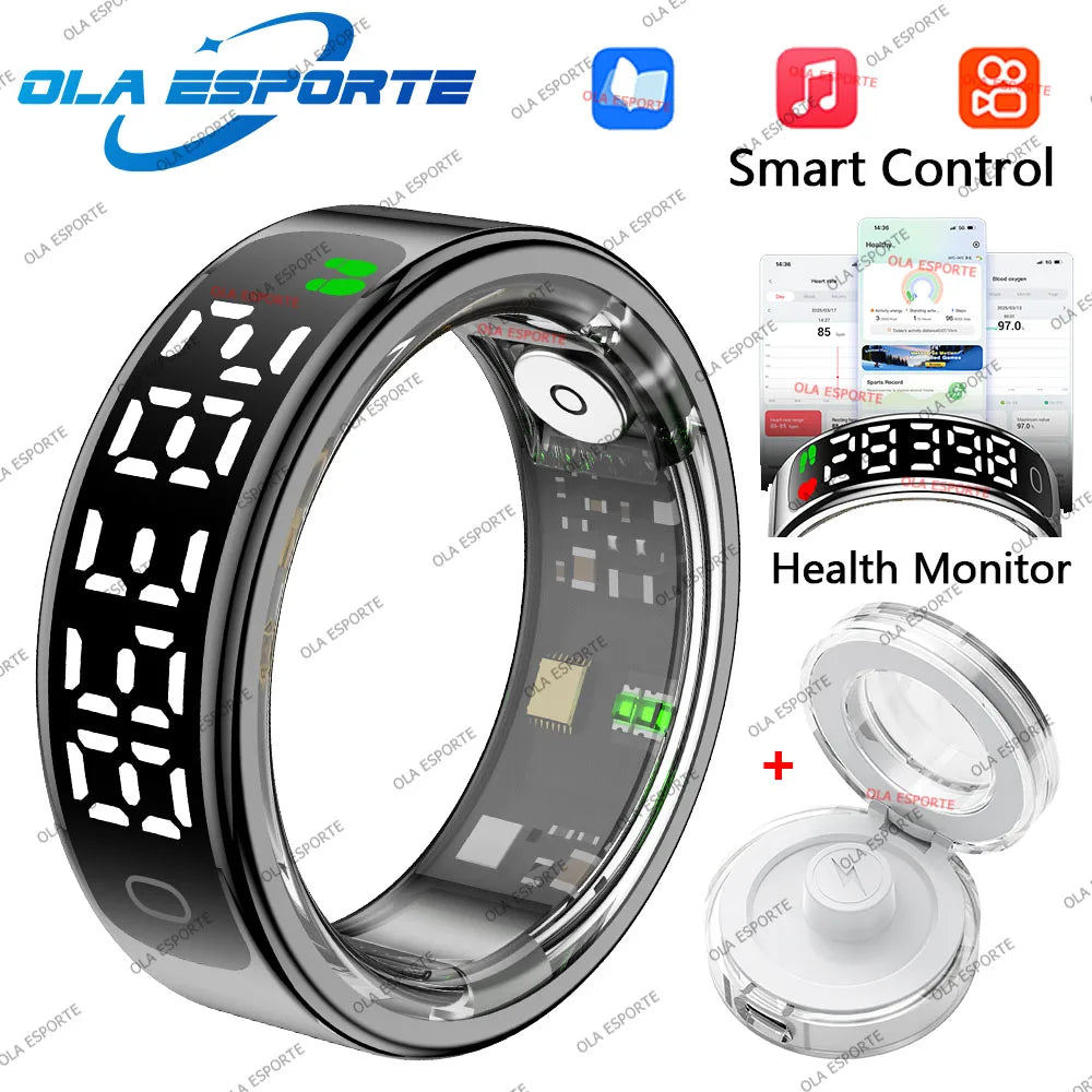 For Android IOS Phones Men Women Smart Ring With Charging Case Information Reminder Fitness Rings Pedometer Sleep Health Monitor