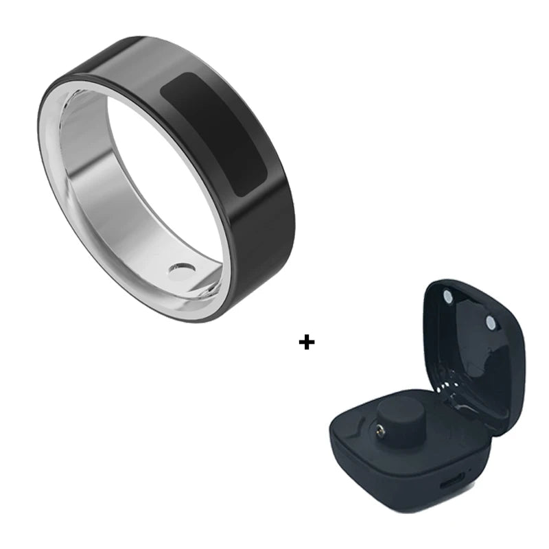 Vibrating Smart Ring for Men Vibration Notifications Health Monitoring,Calls Messages, Slient Alarm Clock Rings for Android iOS